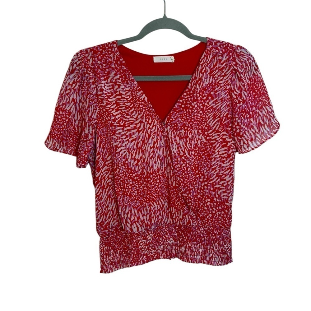 Lush Red Firework Short Sleeve Blouse